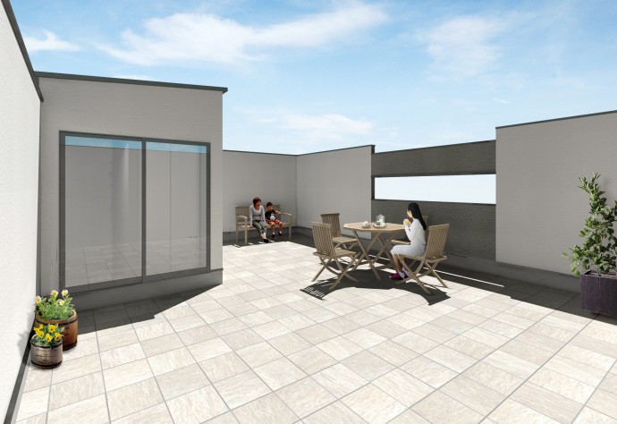 屋上バルコニーのあるデザイナーズ分譲建築中 カザデザイン 屋上バルコニーのあるデザイナーズ分譲建築中 カザデザイン