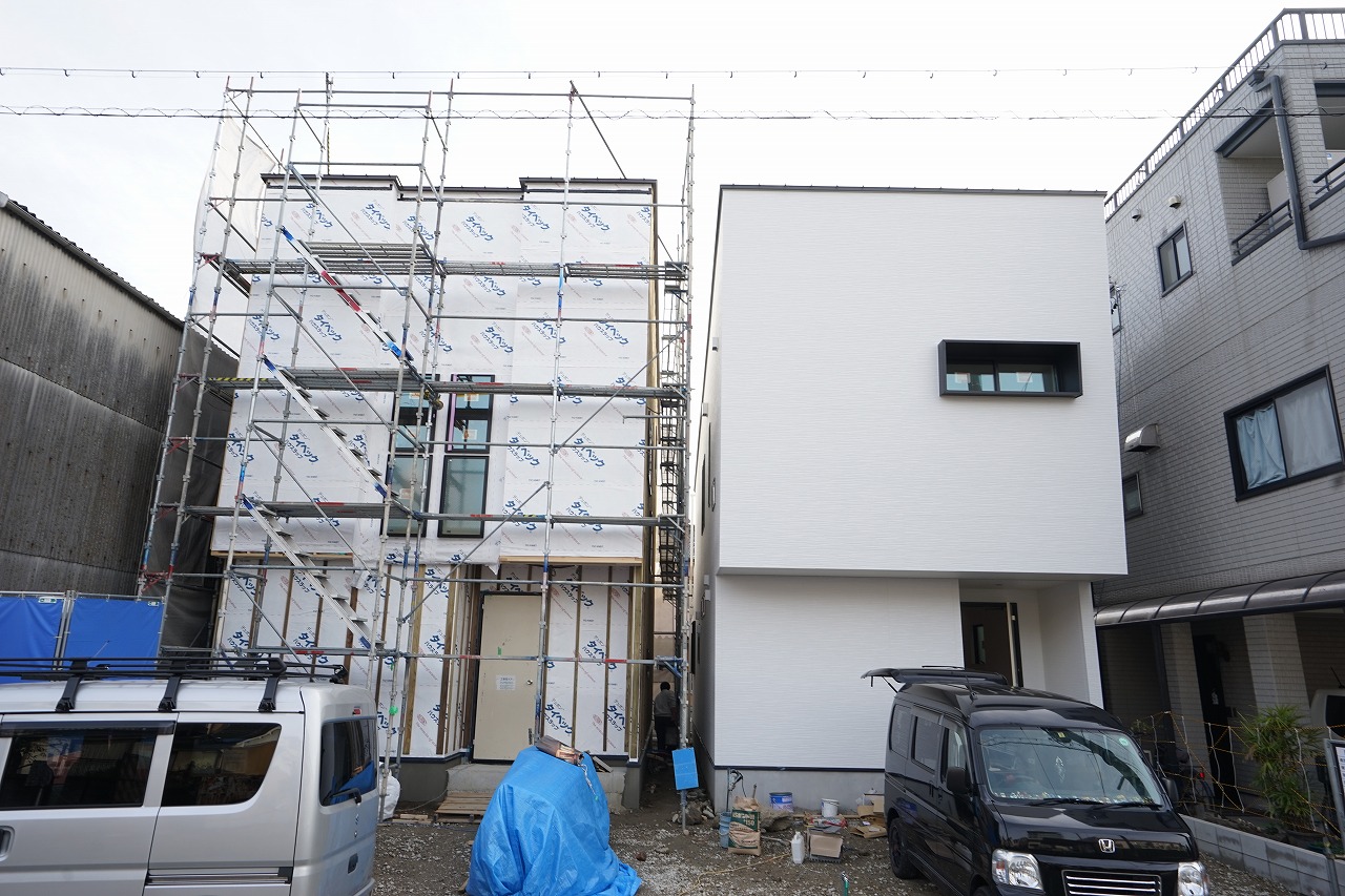 中村区注文住宅　「O様邸」足場解体。